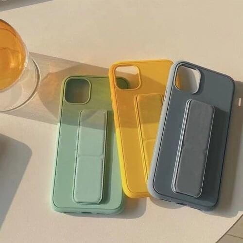 Candy Color Phone Holder Case For iphone 12 Pro 11 Pro Max X XS max XR 7 8 plus Magnetic bracket Wrist Strap Soft Silicone Cover