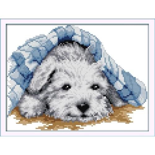 Small lovely dog cross stitch kit cartoon animal 18ct 14ct 11ct count canvas stitches embroidery DIY handmade needlework