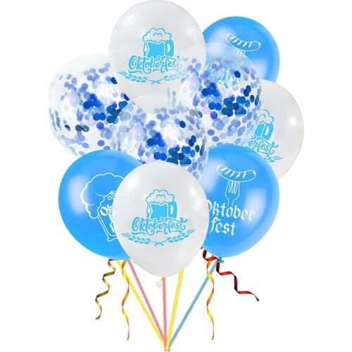 Oktoberfest Theme Holiday Festival Balloon Party Decoration 20pcs 12inch Beer Pattern Latex Confetti Ball Combo Set Supplies
