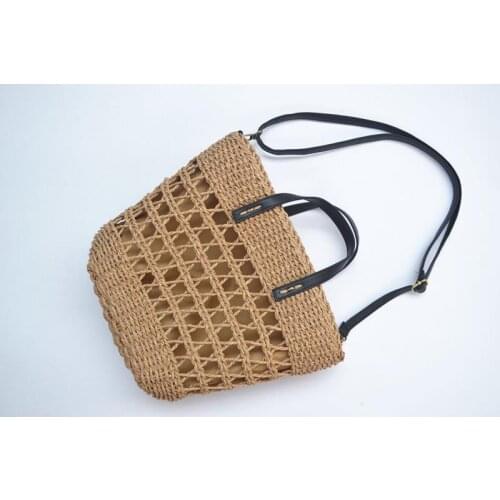 New Female Hollow Woven Paper Rope Handbag Messenger Bags a6293