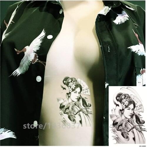 Nu-TATY Waterproof Temporary Tattoo Sticker 9 Set Sexy Beauty Portrait Series Big Pattern Classical style Swan and Geisha