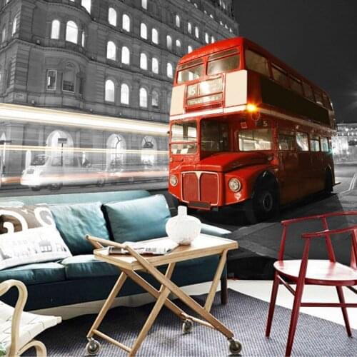 Custom mural custom wallpaper Fashion salon personality Internet cafe bar KTV red double decker bus wallpaper mural