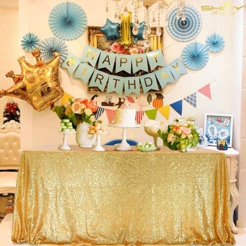 90*156Inch(225*390cm) Gold/Rose Gold/Silver/Pink/Royal Blue Sequin Tablecloth Rectangle Glitter table cover for Party/Wedding