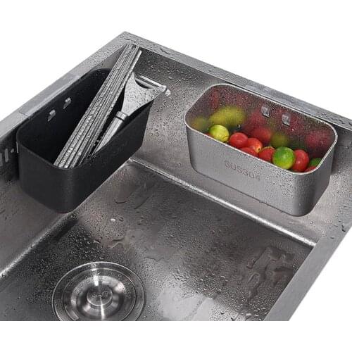 Rectangle Sink Drain Strainer Stainless Steel Basket Fruit Vegetable Hanging Catcher Rack Storage Filter Shelf For Kitchen 2021