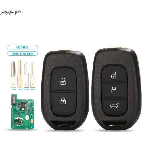 Jingyuqin 2/3 Button Remote Control Car Key 434MHZ 4A Chip PCF7961M For Renault Dacia Logan Sandero Lodgy Dokker Duster 2016