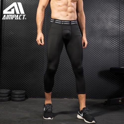 AIMPACT Fitness Running Sports Cropped Pants For Men Pants Training Outdoor Breathable Quick-drying Stretch Gym Tight Pants