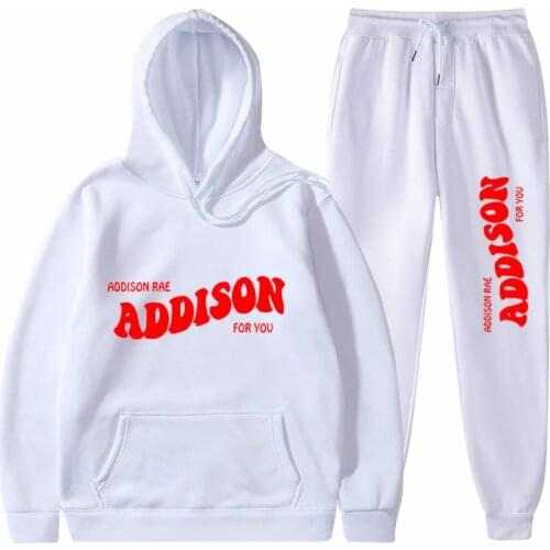 Addison Rae Hoodies Two Piece Set Tracksuit Long Sleeve Hoodies + Jogger Pants Hip Hop Style Streetwear & Pants Women Men Sets