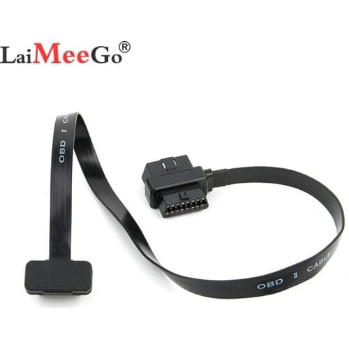60CM Ultra Slim 2 in 1 OBDII OBD2 Cable 16 Pin Female to Male/Female Extension Connector Cable Splitter Extension Cable