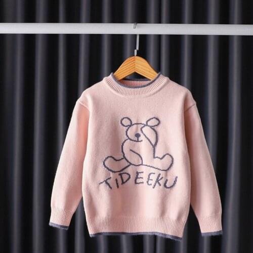 Baby Girl Clothes Sweaters Cartoon Bear Knitwear Sweater Kids Winter Clothes 2021 Autumn Wool Knits Pullover Sweater 7-12y Girls