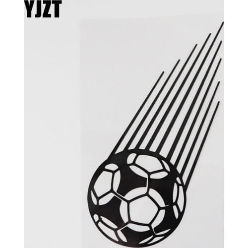 YJZT 11.3CMX15.9CM Soccer Game Sport Flying Ball Decal Vinyl Car Sticker Black/Silver 8A-0864