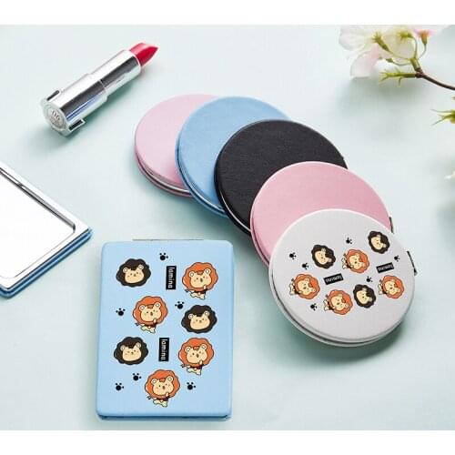 Cartoon Makeup Mirror with 2 Sides for Girl Out Door Light Portable Folding Compact Cosmetic Vanity Pocket Magnifying Mirrors