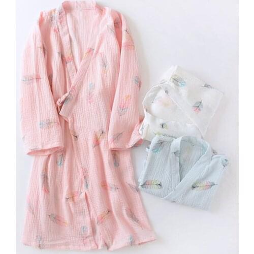 One Piece Lace-up Nightgown Women Cotton Comfortable Printed Cardigan Nightdress 2021 New Korean Home Service aq1096