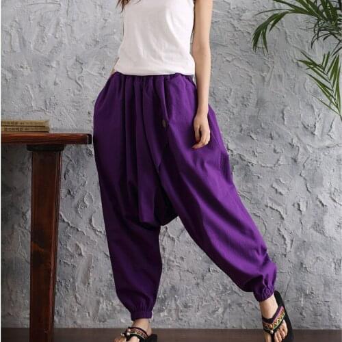 Women Yoga Pant Linen Nepal Spring Autumn Loose Crotch Pant Running Jogging Fitness Workout Casual Trouser Sweatpant Sportswear