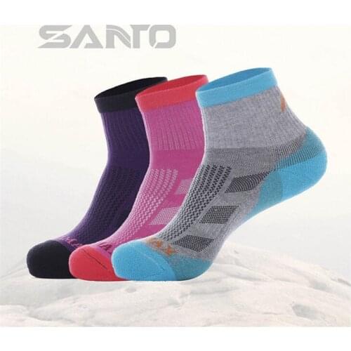 Women Sports Socks (3 Pairs/lot) SANTO/S046 Coolmax & Cotton Quick Dry Outdoor Hiking Socks