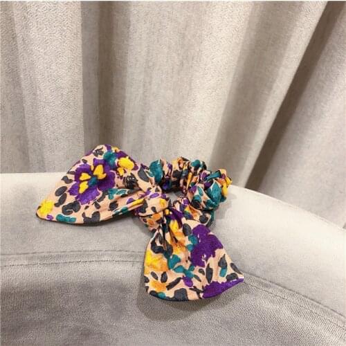 Women Korean Floral Printed Hair Tie Lady Fashion Headdress Girl Hair Accessories