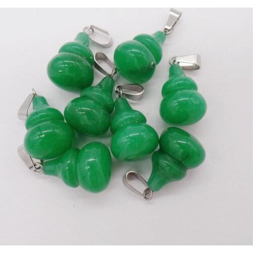 10Pcs 18x14mm Dark Green Malay Jade Carved Gourd Pendant Beads For DIY Jewelry Making Necklace Accessories Special Gift