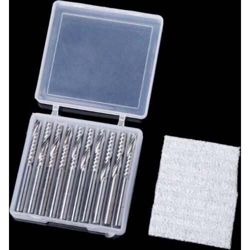 Hot Sale 10 Pcs 4mm Shank Single Flute Carbide Spiral End Mill Cutter CNC Router Bits 22mm CEL