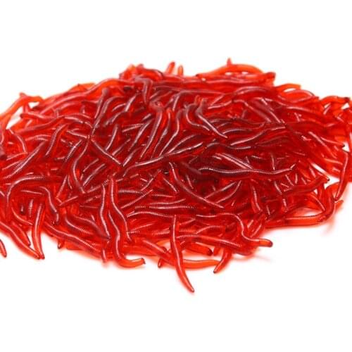 100pcs Soft earthworms The simulation of earthworm Four sections of earthworm Red worms Bait fishing tackle soft plastic lures