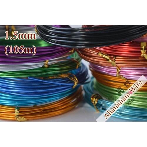 12color 1.5mm x105m Aluminium wrap craft jewellery wire round soft Color Coated Tarnish Resistant beading Wire DIY free shipping