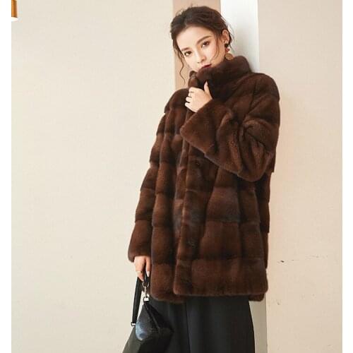 2020 mink coat mink female whole mink medium long imported mink fur grass coat vertical collar horizontal arrangement