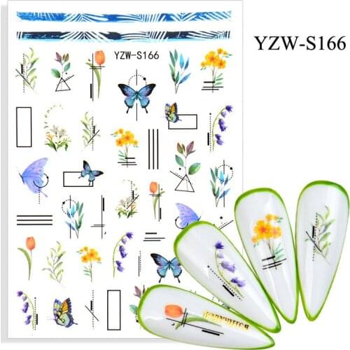 3D Nail Sticker Olive Branch Flower Slider Nails Art Decoration Wraps Decals Design Adhesive Manicure Tips Stickers Pegatina