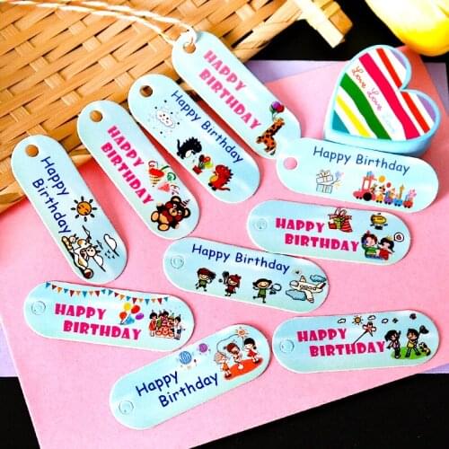 50sets Mini Happy Birthday Gift Tags Cute Decoration Hang Tags with String for Birthday Party Favor Gift Labels 10 Designs Mix