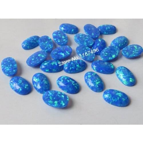 50pcs/lot op05 dark blue 7X11mm Synthetic Oval Cabochon Blue Fire Opal ,Oval Flatback Opal Stone for Jewelry