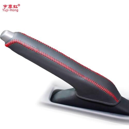 Yuji-Hong Car Handbrake Covers Case for Honda CIVIC 9 2011-2015 Handbrake Grips Car-styling Genuine Leather Auto Cover Black