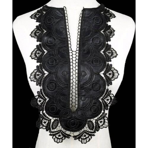 PU Flower Floral Embroidered Lace Neckline Collar Trim Neck Applique Clothes Dress Sewing Supplies Craft Accessories BW136