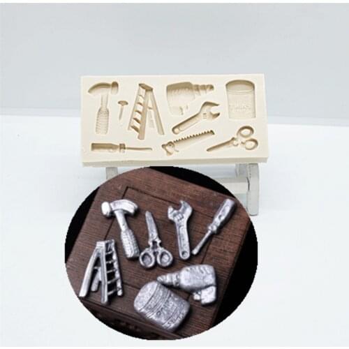 DIY Wrench Hammer Silicone Mold DIY Cartoon Tools Cake Molds For Baking Chocolate Candy Mold Cake Decorating Tools M070