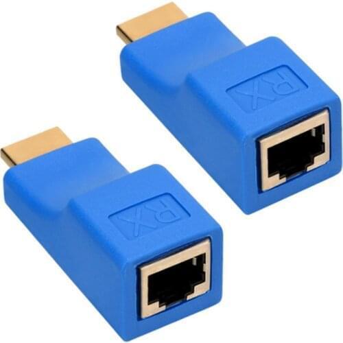 HDMI to RJ45 Network HDMI Repeater, 2 PCS HDMI Extender Transmitter and Receiver Network RJ45 Over Cat 5e / 6 1080p