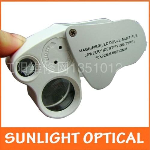 30x22mm 60x12mm LED Illuminated Pocket Jewelry Manifier Money Detector Loupe with Light Source Circuit Board Repair Tool