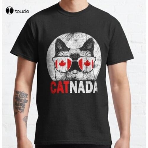 Catnada Funny Canadian Cat Sunglasses Canada Flag Classic T-Shirt Tee Shirt
