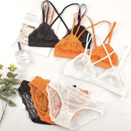 Honviey Ultra Thin Cup Bra Set Bralette Female Transparent Sexy Underwear langerie cojunto For Women Bra & Brief Set SMLXL