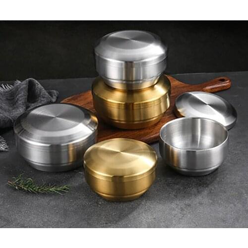 Stainless Steel Bowl Double Wall Insulated Bowl With Lid Thick Mixing Bowls Non Slip Nesting Whisking Bowls Kitchen Accessories