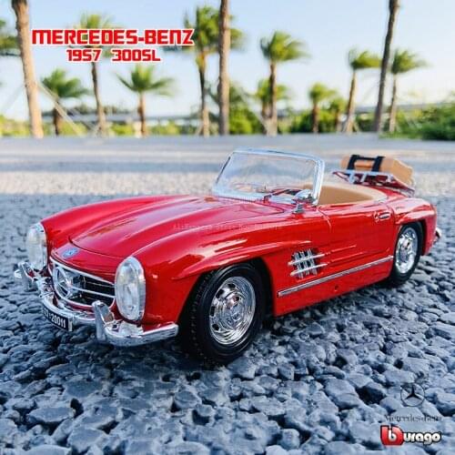 Bburago 1/18 1957 Mercedes-Benz 300SL Red Alloy Retro Car Model Classic Car Model Car Decoration Collection gift Die casting