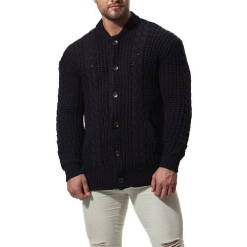 Europe/US Size Cardigan Sweater Coat Men Autumn Winter Loose Warm Knitted Sweatercoat Single Breasted Casual Knitwear coats Male