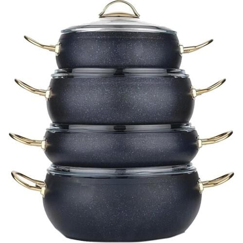 Jupiter Y.y Pots Set 8 Prç-Navy Blue cookware luxury cookware