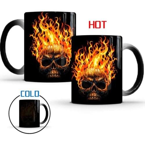 2020 New Fire Skull Funny Scary Magic Color Change Cup Mug Creative Ceramic Tea Coffee Milk Mugs Heat Sensitive Cup Best Gifts