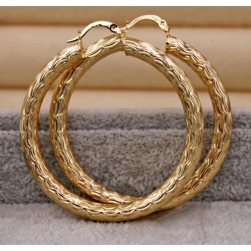 New Trendy Eardrop Round Gold Earring Hoop Earrings For Women Girls Fashion Jewelry Accessories Wedding Party Daily Gift