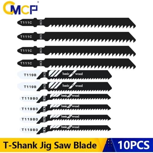 CMCP T-Shank Jig Saw Blade 10pcs T111C T119BO T119B Jigsaw Blade for Wood Cutting Tool HCS Steel Saw Blade