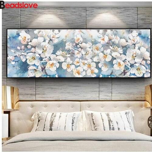 3d round square diamond embroidery Abstract White Poppy Flowers large Diy full diamond painting stitch cross mosaic picture