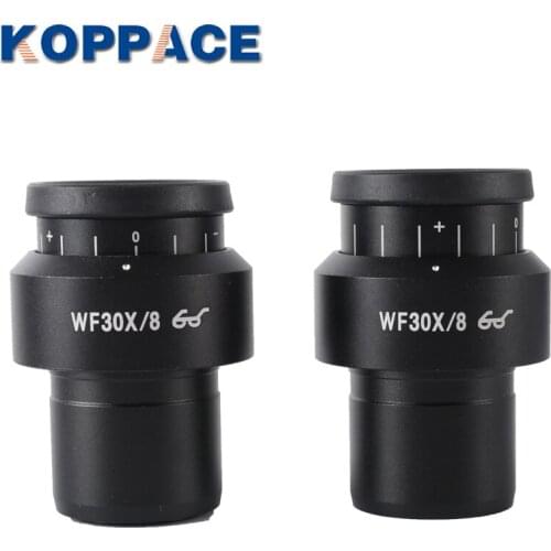 KOPPACE One Pair Stereo Microscope Eyepiece 2 PCS WF30X/8 Microscope Eyepieces 30mm Interface Wide-Field High Eye Point Eyepiece