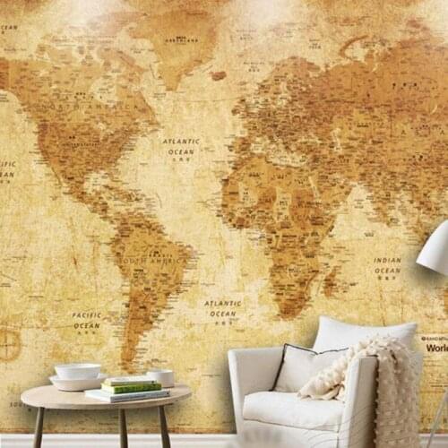 Custom size European style retro English world map living room bedroom dining room background wallpaper mural PVC silk