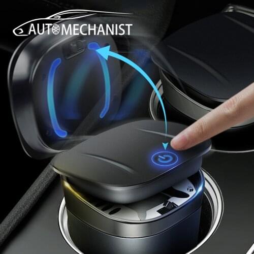 Universal LED Car Ashtray Push Type Smokeless Car Ash Tray Sealed Flame Retardant cigar ashtray Automobiles Metal ashtrays