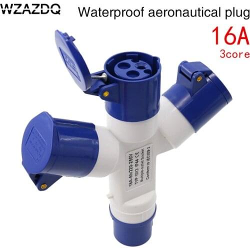 Industrial waterproof aeronautical plug 3 core 3 hole 16A One into three multi-function aeronautical plugs