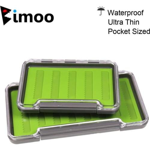 Bimoo S L Size Clear Waterproof Fishing Fly Box Ultra Thin Fly Fishing Tackle Box Pocket Size Storage Box