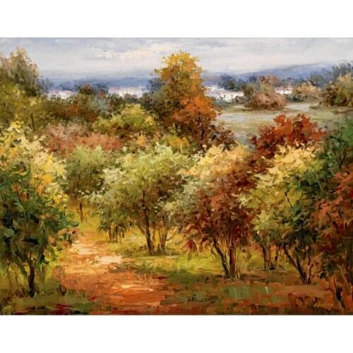 Hand painted Oil Paintings Trees Landscapes Sun Dappled Country Road modern impressionism picture for room decor