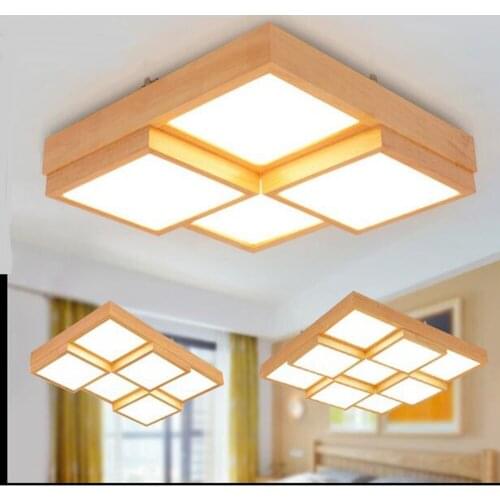 Nordic geometric LED ceiling lamp solid wood modern minimalist creative living room Acrylic Ceiling Lights log Japan South Korea