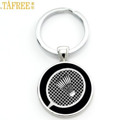 TAFREE novelty fashion photo jewelry vintage badminton keychain men women casual sports key chain ring holder for car bag SP904